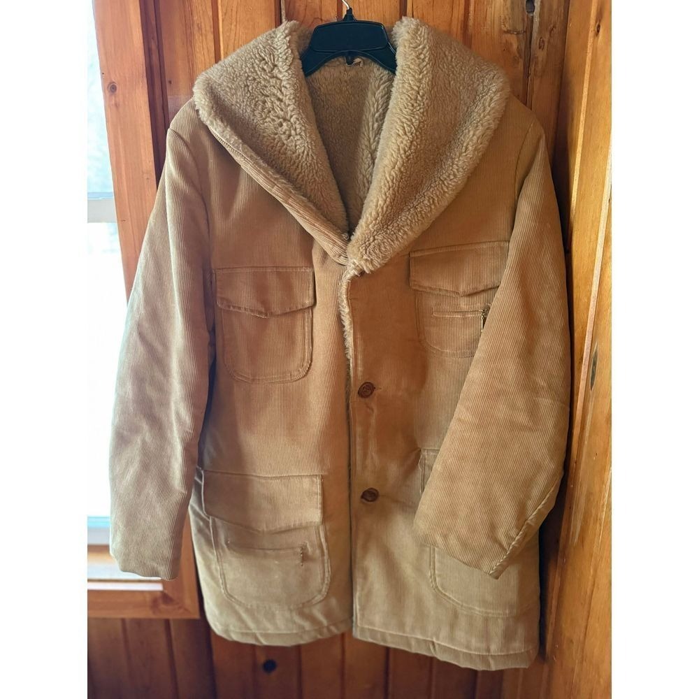 Vintage Outerwear Sears The Men's Store Coat Size 44 Reg‎ Corduroy Sherpa Lined